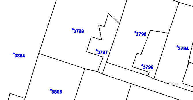 Parcela st. 3797 v KÚ Rychvald, Katastrální mapa