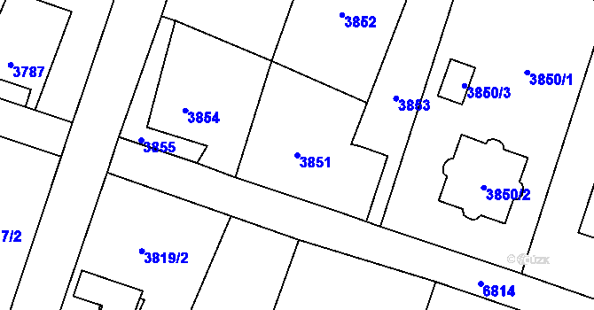 Parcela st. 3851 v KÚ Rychvald, Katastrální mapa