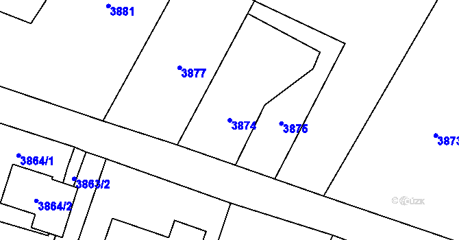 Parcela st. 3874 v KÚ Rychvald, Katastrální mapa