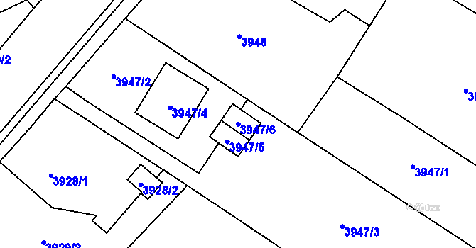 Parcela st. 3947/6 v KÚ Rychvald, Katastrální mapa