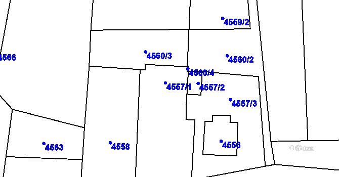 Parcela st. 4557/1 v KÚ Rychvald, Katastrální mapa