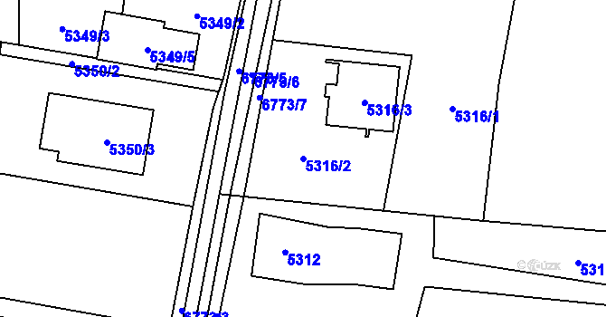 Parcela st. 5316/2 v KÚ Rychvald, Katastrální mapa