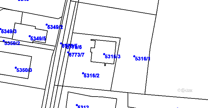 Parcela st. 5316/3 v KÚ Rychvald, Katastrální mapa