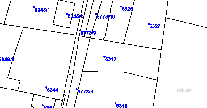 Parcela st. 5317 v KÚ Rychvald, Katastrální mapa