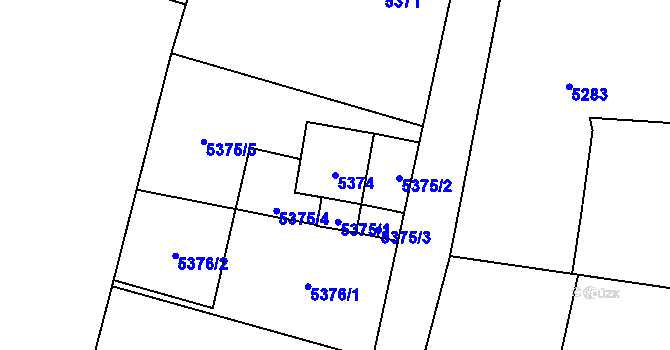 Parcela st. 5374 v KÚ Rychvald, Katastrální mapa
