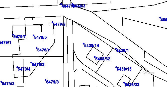 Parcela st. 5438/14 v KÚ Rychvald, Katastrální mapa