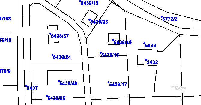 Parcela st. 5438/16 v KÚ Rychvald, Katastrální mapa