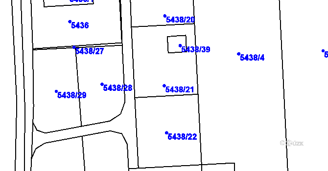Parcela st. 5438/21 v KÚ Rychvald, Katastrální mapa