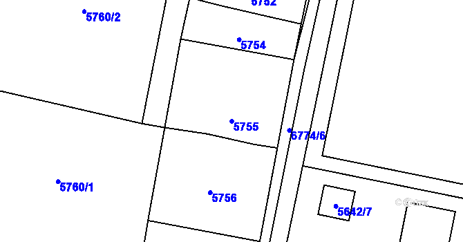 Parcela st. 5755 v KÚ Rychvald, Katastrální mapa