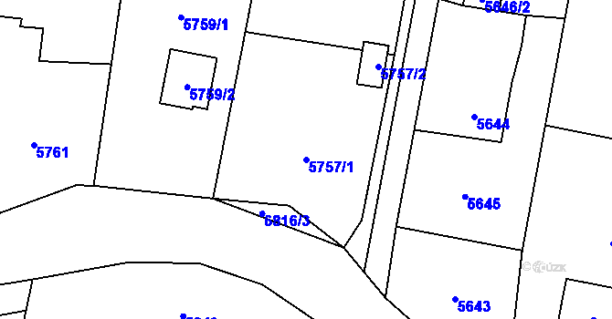Parcela st. 5757/1 v KÚ Rychvald, Katastrální mapa