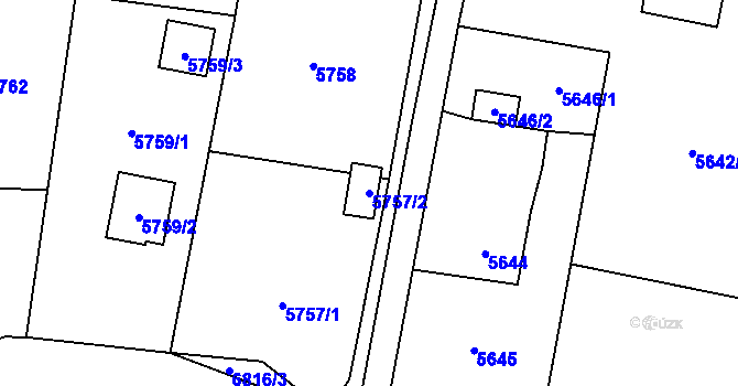 Parcela st. 5757/2 v KÚ Rychvald, Katastrální mapa