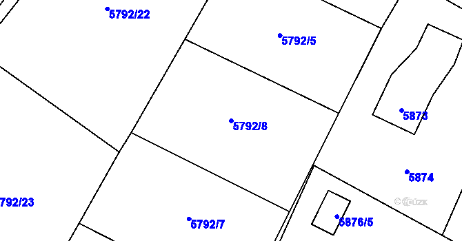 Parcela st. 5792/8 v KÚ Rychvald, Katastrální mapa