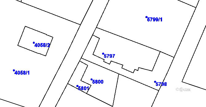 Parcela st. 5797 v KÚ Rychvald, Katastrální mapa