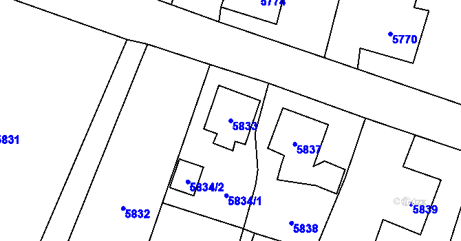 Parcela st. 5833 v KÚ Rychvald, Katastrální mapa