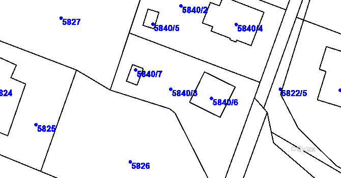 Parcela st. 5840/3 v KÚ Rychvald, Katastrální mapa
