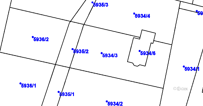 Parcela st. 5934/3 v KÚ Rychvald, Katastrální mapa