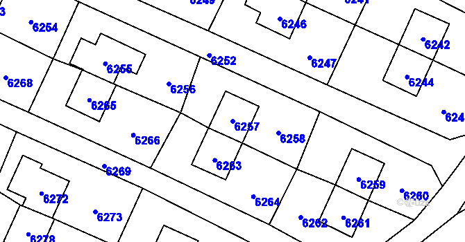 Parcela st. 6257 v KÚ Rychvald, Katastrální mapa