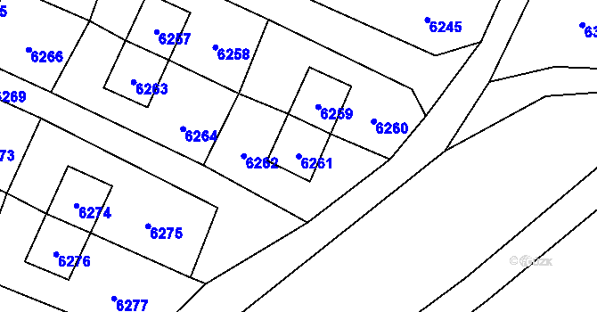 Parcela st. 6261 v KÚ Rychvald, Katastrální mapa