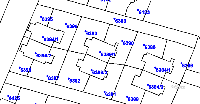 Parcela st. 6389/1 v KÚ Rychvald, Katastrální mapa