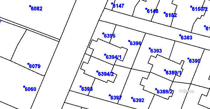 Parcela st. 6394/1 v KÚ Rychvald, Katastrální mapa