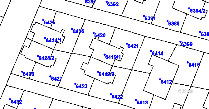 Parcela st. 6419/1 v KÚ Rychvald, Katastrální mapa