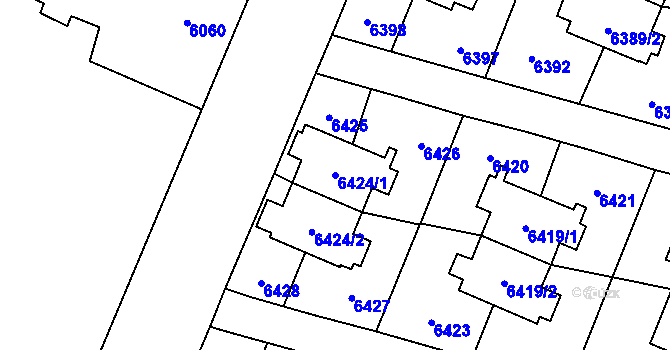 Parcela st. 6424/1 v KÚ Rychvald, Katastrální mapa