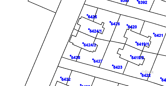 Parcela st. 6424/2 v KÚ Rychvald, Katastrální mapa