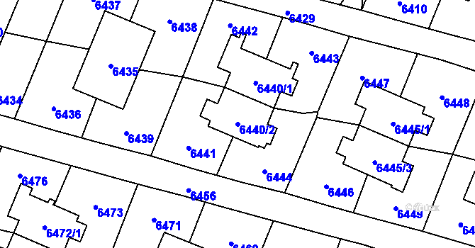 Parcela st. 6440/2 v KÚ Rychvald, Katastrální mapa