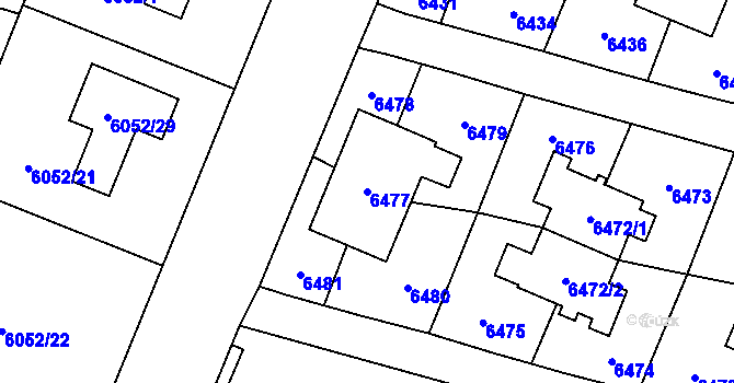 Parcela st. 6477 v KÚ Rychvald, Katastrální mapa