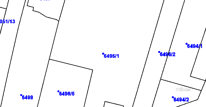 Parcela st. 6496/1 v KÚ Rychvald, Katastrální mapa