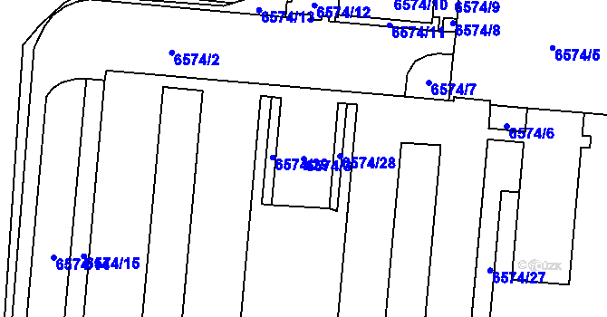 Parcela st. 6574/3 v KÚ Rychvald, Katastrální mapa