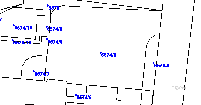 Parcela st. 6574/5 v KÚ Rychvald, Katastrální mapa