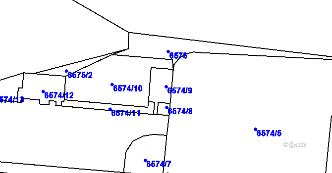Parcela st. 6574/9 v KÚ Rychvald, Katastrální mapa