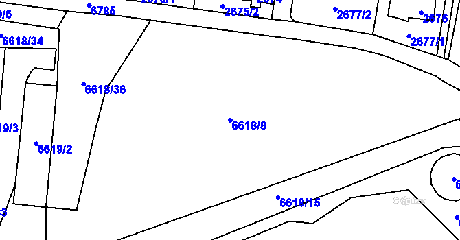 Parcela st. 6618/8 v KÚ Rychvald, Katastrální mapa