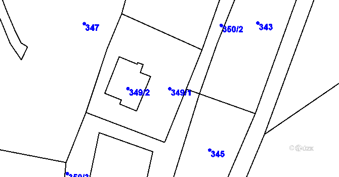 Parcela st. 349/1 v KÚ Rychvald, Katastrální mapa