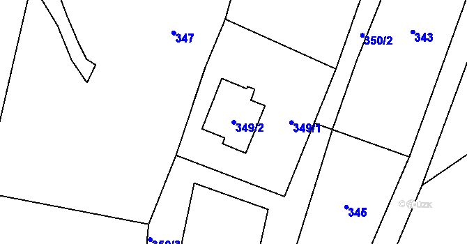 Parcela st. 349/2 v KÚ Rychvald, Katastrální mapa
