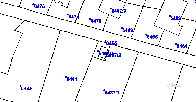 Parcela st. 6487/3 v KÚ Rychvald, Katastrální mapa