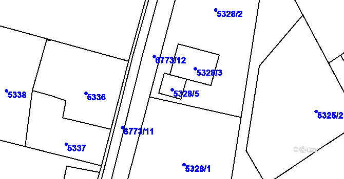 Parcela st. 5328/5 v KÚ Rychvald, Katastrální mapa