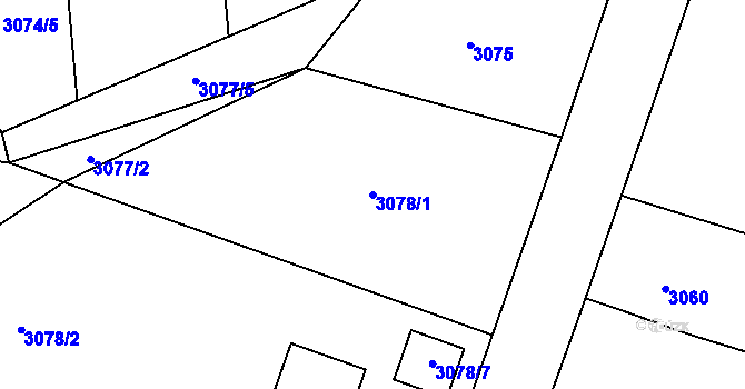 Parcela st. 3078/1 v KÚ Rychvald, Katastrální mapa