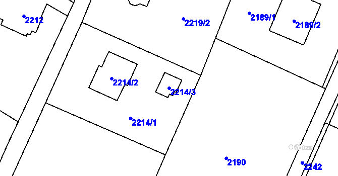 Parcela st. 2214/3 v KÚ Rychvald, Katastrální mapa