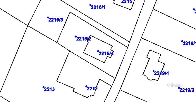 Parcela st. 2216/4 v KÚ Rychvald, Katastrální mapa