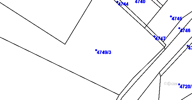 Parcela st. 4749/3 v KÚ Rychvald, Katastrální mapa