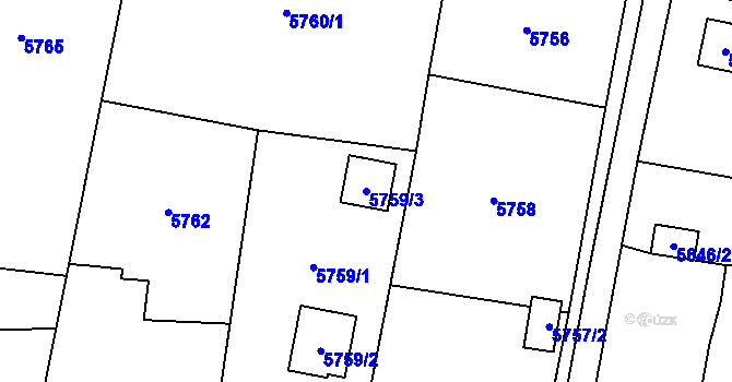Parcela st. 5759/3 v KÚ Rychvald, Katastrální mapa