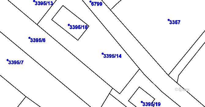 Parcela st. 3395/14 v KÚ Rychvald, Katastrální mapa