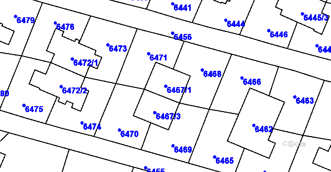 Parcela st. 6467/1 v KÚ Rychvald, Katastrální mapa