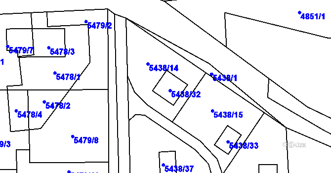 Parcela st. 5438/32 v KÚ Rychvald, Katastrální mapa