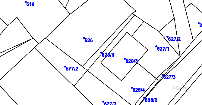 Parcela st. 628/1 v KÚ Rychvald, Katastrální mapa