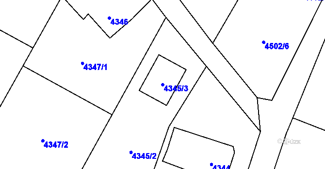 Parcela st. 4345/3 v KÚ Rychvald, Katastrální mapa