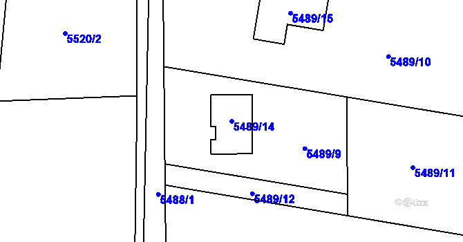 Parcela st. 5489/14 v KÚ Rychvald, Katastrální mapa