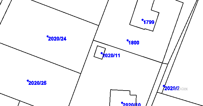 Parcela st. 2020/11 v KÚ Rychvald, Katastrální mapa